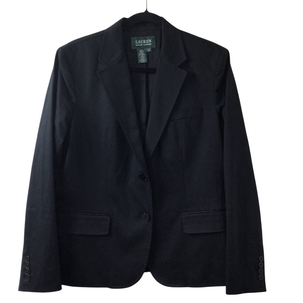Lauren Ralph Lauren Blazer Women’s 12 Black Suit Jacket Lined Stretch LRL